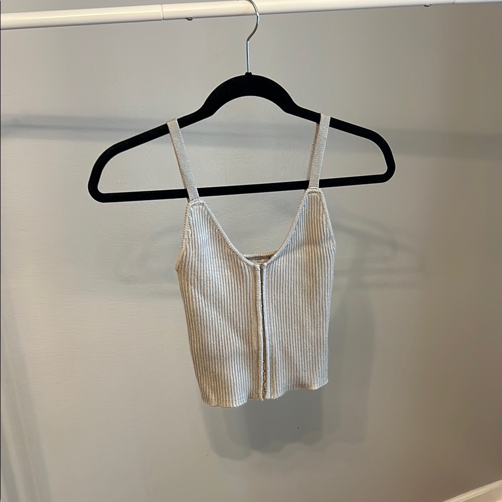 Zara Gray Ribbed Knit Women's Top - NWT - Small
